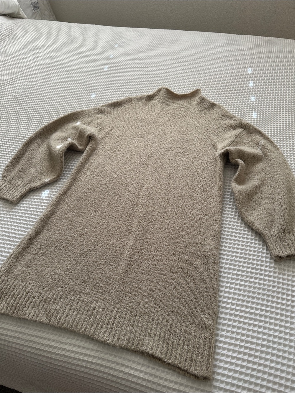 Pink Lily Neutral Taupe Cowl Neck Longline Sweater Dress